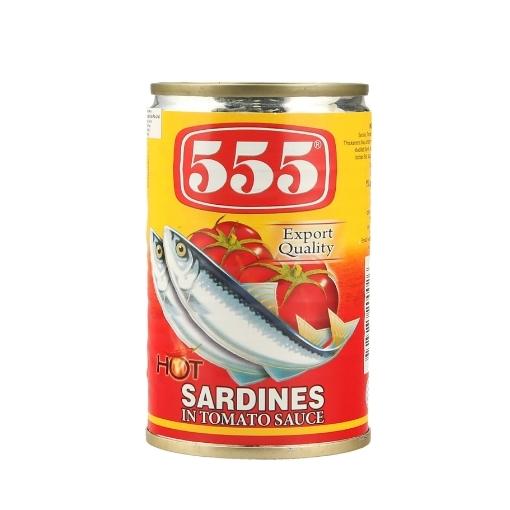 555 Sardines in Hot Tomato Sauce 155g